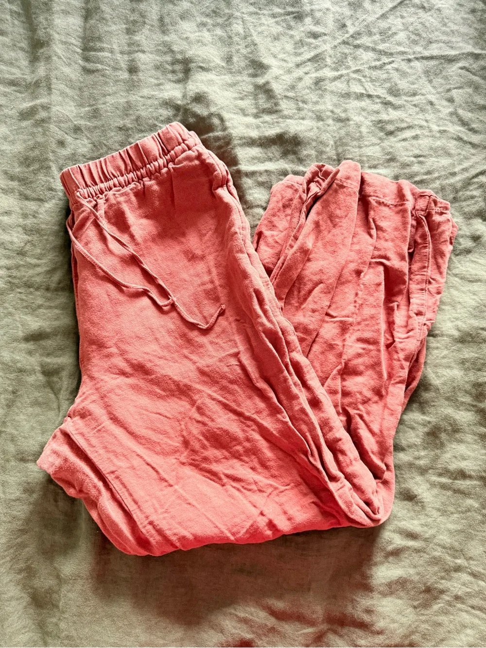 Adult Burnt Orange Drawstring Linen Pants